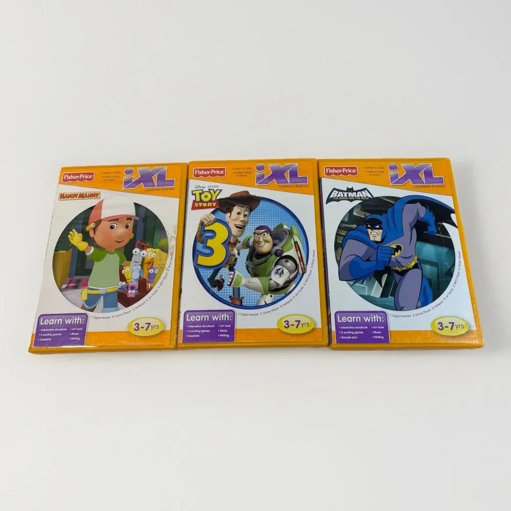 Lot of 3 Fisher-Price iXL Learning System Toy Story 3 Batman Handy Manny